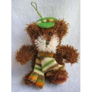 Hugfun Bear Ornament Brown Bear with Scarf and Matching Green Cap   5 