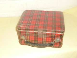 Vintage Aladdin Metal Red Tartan Plaid Lunch Box without Thermos 