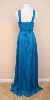 Crew $385 Silk Chiffon Claudia Halter Dress Gown 10 Matisse Blue 