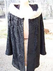 Vintage Black Persian Lamb Coat Coats Jacket Mink Silk Womens 