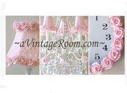 Pink Rose Wall Clock ~Nursery decor, girls room ~New~  