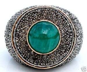 CONNOISSUER 14KT VINTAGE DIAMOND EMERALD VICTORIAN RING  