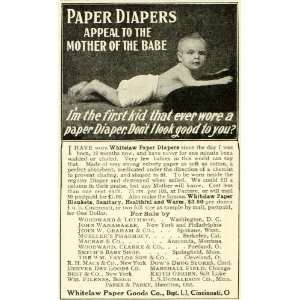  1909 Ad Whitelaw Paper Goods Baby Diaper Blanket Newborn 