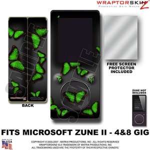 Zune 2 Skin Butterflies Green on Black WraptorSkinz TM Kit fits Zune 2 