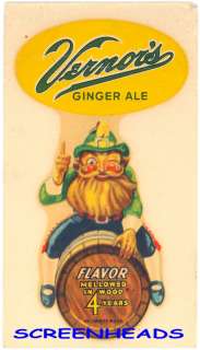 1940s VERNORS GINGER ALE Advertising Decal Sign RARE  