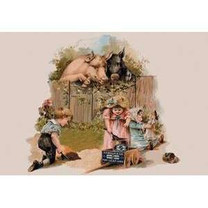  Vintage Art Curious Pigs   04675 9