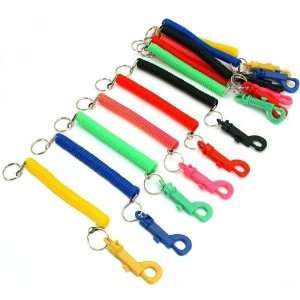   12 Spiral String Keychains Belt Hook Key Ring Holders