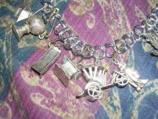   Silver Charm Bracelet & 15 Hand Made Charms [Viet Nam War Era]  