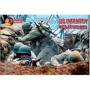  WWII US Infantry w/37mm Guns (32 & 4 Guns) 1 72 Mars Toys 