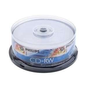   25 Philips CD RW 4X 12X 80Min/700MB (Philips Logo on Top) Electronics