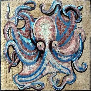  32x32 Octopus Marble Mosaic Stone Tile Wall Sea Art