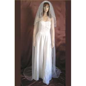    2T Cathedral White Plain Detachable Veil Ribbon 1/4in Beauty