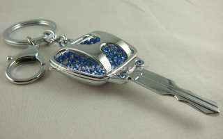 Motor Car Auto Key Ring Keychain Crystal HONDA  Blue  