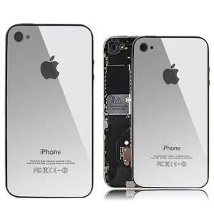 Shiny Silver Real Glass Iphone 4 4G Back Housing Back Cover Battery 
