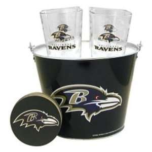  NIB Baltimore Ravens NFL Beer Glass & Coaster Set Sports 