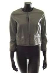 Graham & Spencer womens metallic trim soft leather cropped jacket