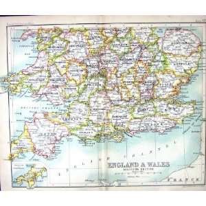   MAP c1901 ENGLAND WALES ISLE WIGHT CORNWALL PEMBROKE DOVER Home