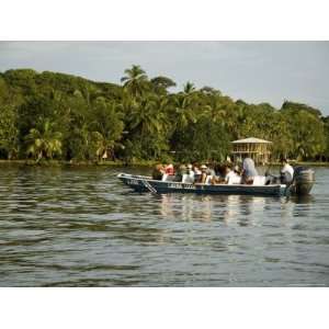 Tourist Boat on Canal,Tortuguero, Costa Rica, Central America Premium 