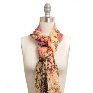 Avant Garde Mixed Pattern Color Pink Tone Print Scarf