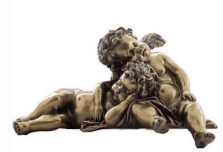 SLEEPING CHERUBS STATUE Angel Cupid Putti Putto Figurine Bronze  