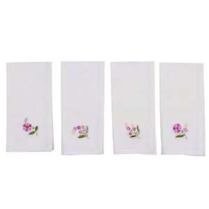 April Cornell Meadow Embroidered Rose Napkins Set of 4  