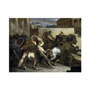  Theodore Gericault   Run Of The Wild Horses In Rome Giclee 
