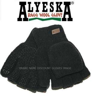 ALYESKA Black Wool THERMAL Convertible Gloves S M L XL  