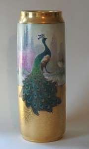 Antique Pickard B&G Limoges France Gold Encrusted Peacock Tall Vase E 