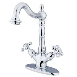   Brass Heritage Double Handle Vessel Sink Faucet with 4 Deck Plate a