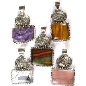   Pendants with Lattice (Sugilite, Tiger Eye, Fluorite, Dendrite and Pi