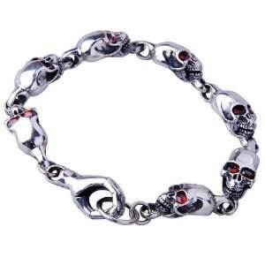 .925 Silver Skull Mens Bracelet for Guys Fine Jewelry 