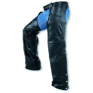Carroll Leather Motorcycle Chaps with covered Zipper (Black, XX Small)