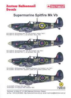 Techmod Decals 1/72 SUPERMARINE SPITFIRE Mk Vb Fighter  