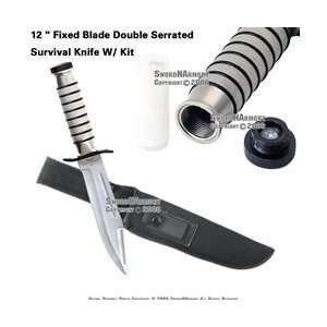   Hunting Serrated Survival Knife Bowie With Kit