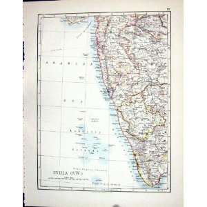  Johnston Antique Map 1898 South West India Mysore Bombay 
