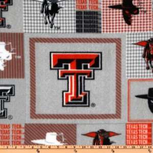  52 Wide Collegiate Fleece Texas Tech Plaid Blocks Fabric 