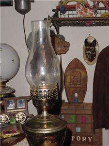 EARLY AMERICAN BRASS + METAL LAMP WITH METAL SHADE WOW  