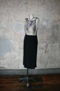   by Nicole Miller Watercolor Silk Avant Garde Pencil Dress SZ 6  