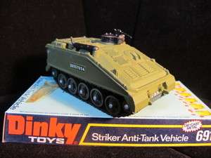   green diecast metal Dinky Toys #696 Leopard Anti Aircraft Tank 5.5x2