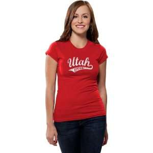  Utah Utes Womens Distressed Tail Sweep Short Sleeve Tee 