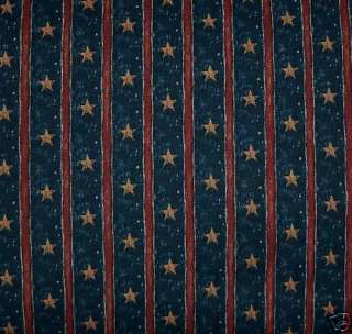 Primitive Blue Americana Star Stripe Doll Fabric PR227  