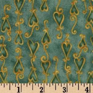  42 Wide Love Is Hearts Teal Fabric By The Yard Arts 