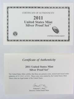 2011 S America the Beautiful Silver Quarter Proof Set with COA No Box 