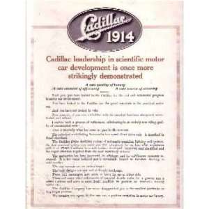 1914 CADILLAC Full Line Sales Folder Literature Piece 