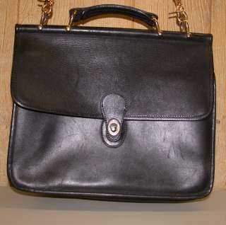   Leather Brief Case Portfolio Valise ~ Black ~ 14W x 11H x 4D  