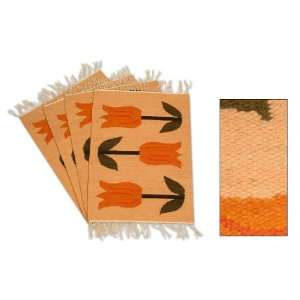  Wool placemats, Tangerine Tulips (set of 4)