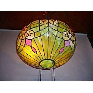  Arts And Crafts Stained Glass Bowl Light Fixt