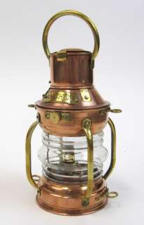 Copper Anchor Oil Lamp ~ Nautical Maritime Ship Lantern ~ Boat Light 