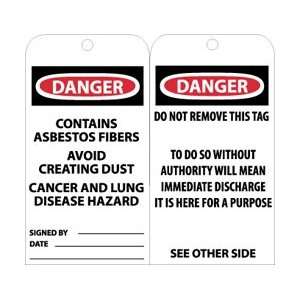 RPT39G  Tags, Danger Contains Asbestos Fiber, 6 x 3, Unrippable 
