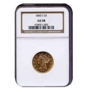  1880 S Gold $5 Liberty Head AU58 NGC